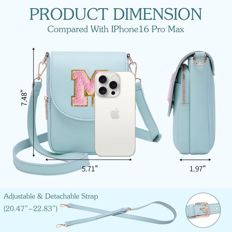 Viverte Crossbody Purse for Teen Girls Small Initial Cell Phone Toddler Purse Leather Triple Compartment Crossbody Bags - Image 4